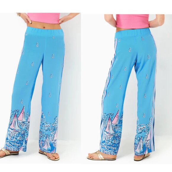 Lilly Pulitzer Pants - NWOT Lilly Pulitzer Bal Harbour Palazzo Blue A Lil Nauti Engineered Pants  Small